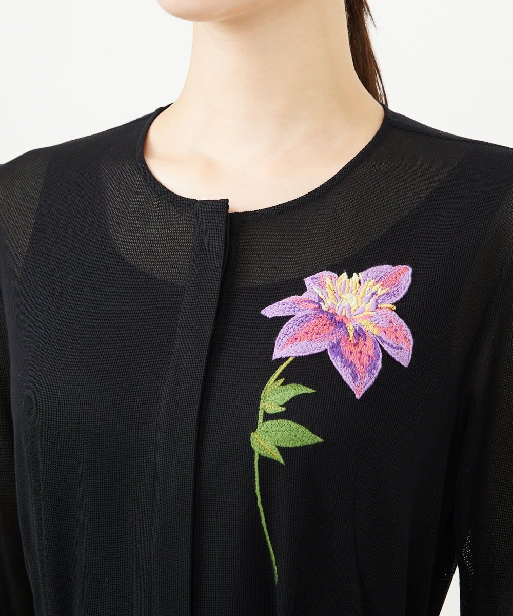 GYEYF36120 Sybilla(シビラ) ◆受注生産◆フラワー刺繍コットンメッシュドレス ブラック