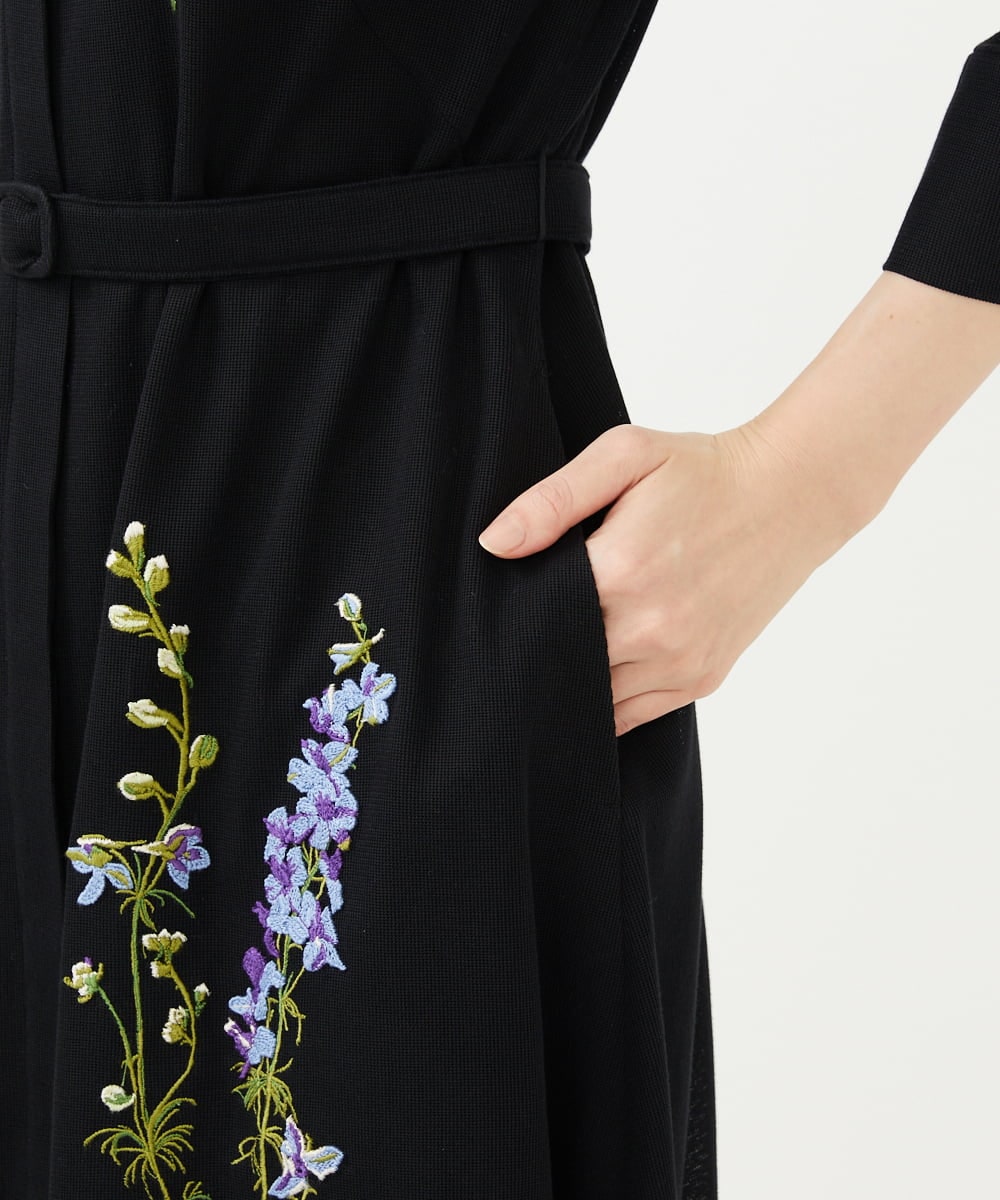 GYEYF36120 Sybilla(シビラ) ◆受注生産◆フラワー刺繍コットンメッシュドレス ブラック