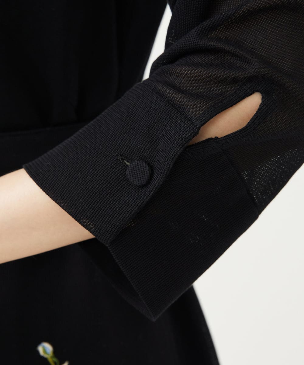 GYEYF36120 Sybilla(シビラ) ◆受注生産◆フラワー刺繍コットンメッシュドレス ブラック