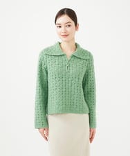 GYFAF01500 Sybilla(シビラ) ◆受注生産◆襟付きバスケット編みプルオーバー グリーン