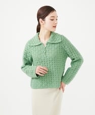 GYFAF01500 Sybilla(シビラ) ◆受注生産◆襟付きバスケット編みプルオーバー グリーン