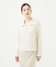 GYFAF01500 Sybilla(シビラ) ◆受注生産◆襟付きバスケット編みプルオーバー アイボリー