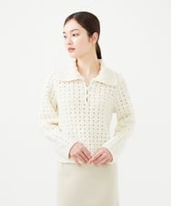 GYFAF01500 Sybilla(シビラ) ◆受注生産◆襟付きバスケット編みプルオーバー アイボリー