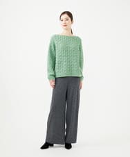 GYFAF02600 Sybilla(シビラ) ◆受注生産◆スカーフ付きバスケット編みプルオーバー グリーン