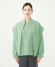 GYFAF02600 Sybilla(シビラ) ◆受注生産◆スカーフ付きバスケット編みプルオーバー グリーン