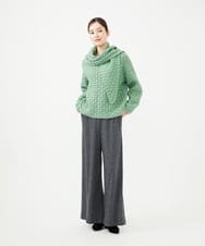 GYFAF02600 Sybilla(シビラ) ◆受注生産◆スカーフ付きバスケット編みプルオーバー グリーン