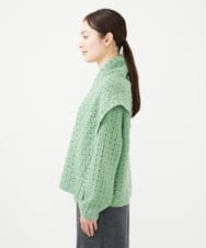 GYFAF02600 Sybilla(シビラ) ◆受注生産◆スカーフ付きバスケット編みプルオーバー グリーン