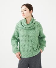GYFAF02600 Sybilla(シビラ) ◆受注生産◆スカーフ付きバスケット編みプルオーバー グリーン