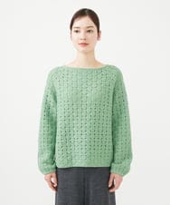 GYFAF02600 Sybilla(シビラ) ◆受注生産◆スカーフ付きバスケット編みプルオーバー グリーン