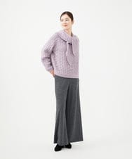 GYFAF02600 Sybilla(シビラ) ◆受注生産◆スカーフ付きバスケット編みプルオーバー パープル