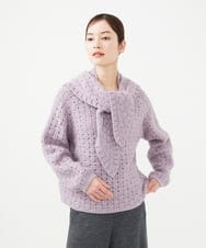 GYFAF02600 Sybilla(シビラ) ◆受注生産◆スカーフ付きバスケット編みプルオーバー パープル
