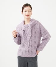 GYFAF02600 Sybilla(シビラ) ◆受注生産◆スカーフ付きバスケット編みプルオーバー パープル