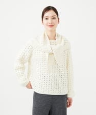 GYFAF02600 Sybilla(シビラ) ◆受注生産◆スカーフ付きバスケット編みプルオーバー アイボリー