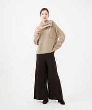 GYFAF02600 Sybilla(シビラ) ◆受注生産◆スカーフ付きバスケット編みプルオーバー モカベージュ