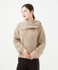 GYFAF02600 Sybilla(シビラ) ◆受注生産◆スカーフ付きバスケット編みプルオーバー モカベージュ