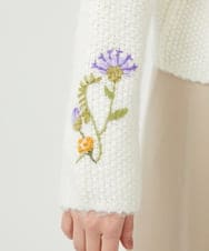 GYFAI03750 Sybilla(シビラ) ◆受注生産◆フラワーハンド刺繍ニット オフホワイト