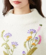 GYFAI03750 Sybilla(シビラ) ◆受注生産◆フラワーハンド刺繍ニット オフホワイト