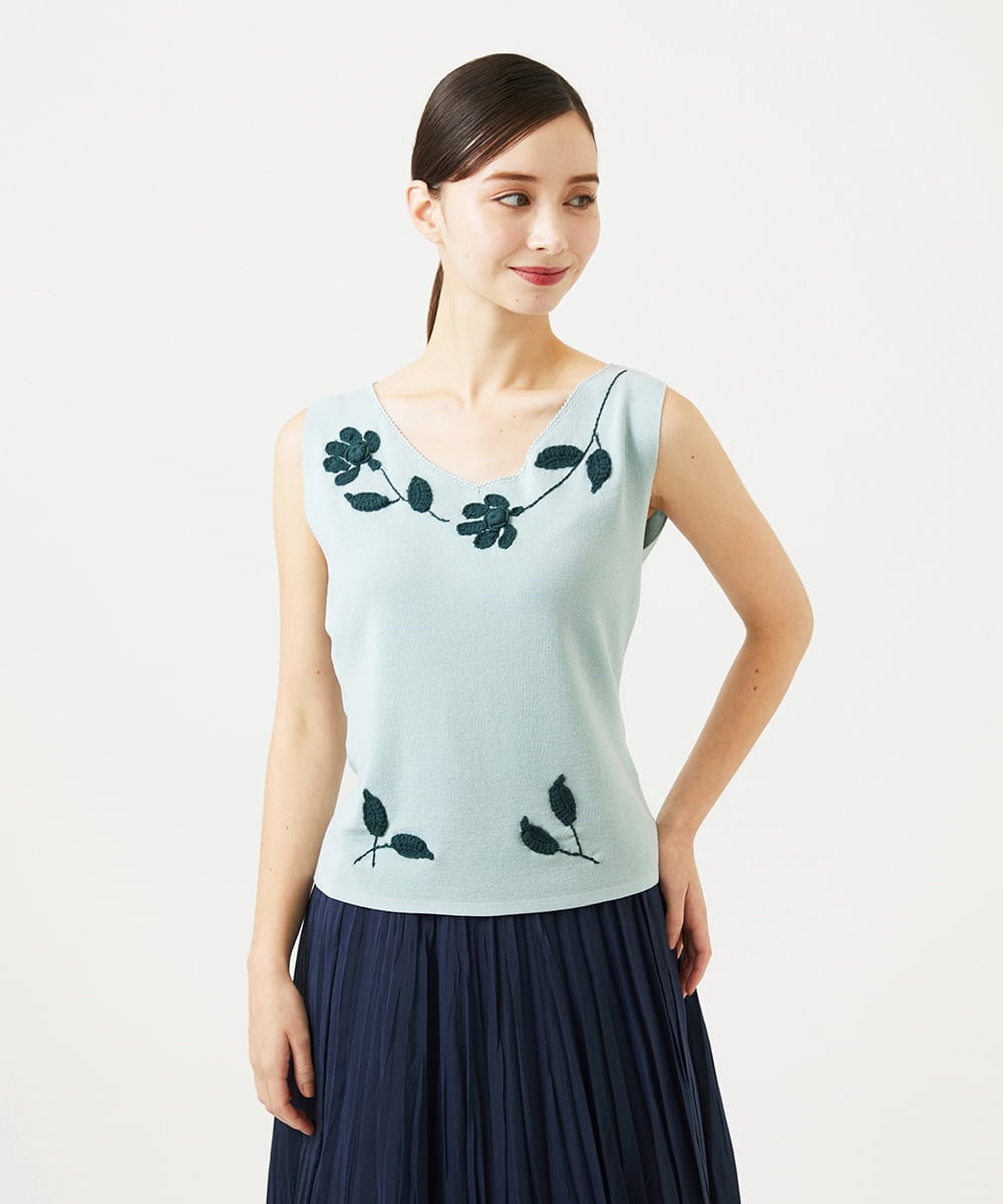 GYFGF01500 Sybilla(シビラ) ◆受注生産◆フラワークロッシェニット ライトブルー