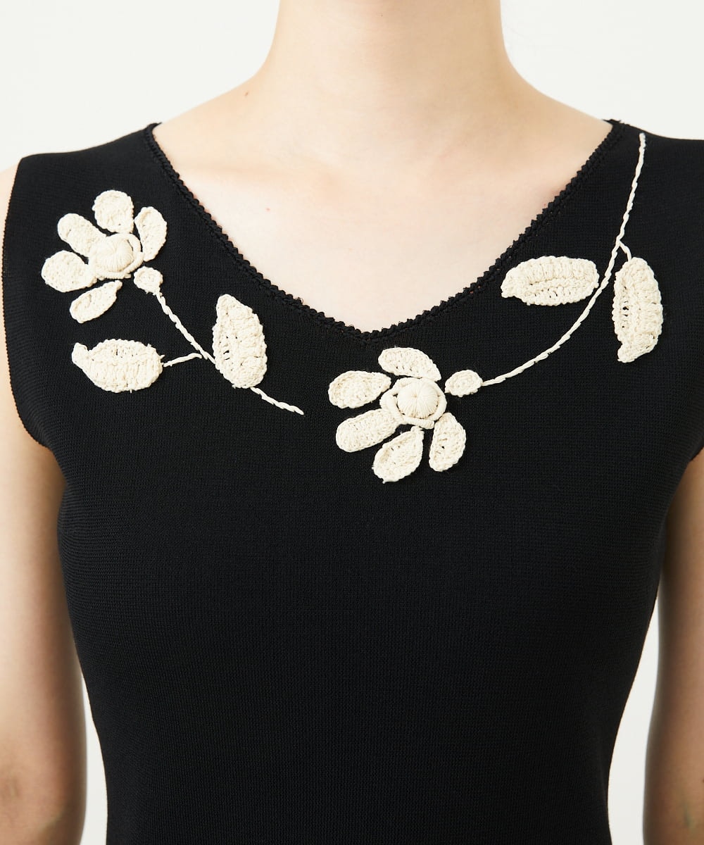 GYFGF01500 Sybilla(シビラ) ◆受注生産◆フラワークロッシェニット ブラック