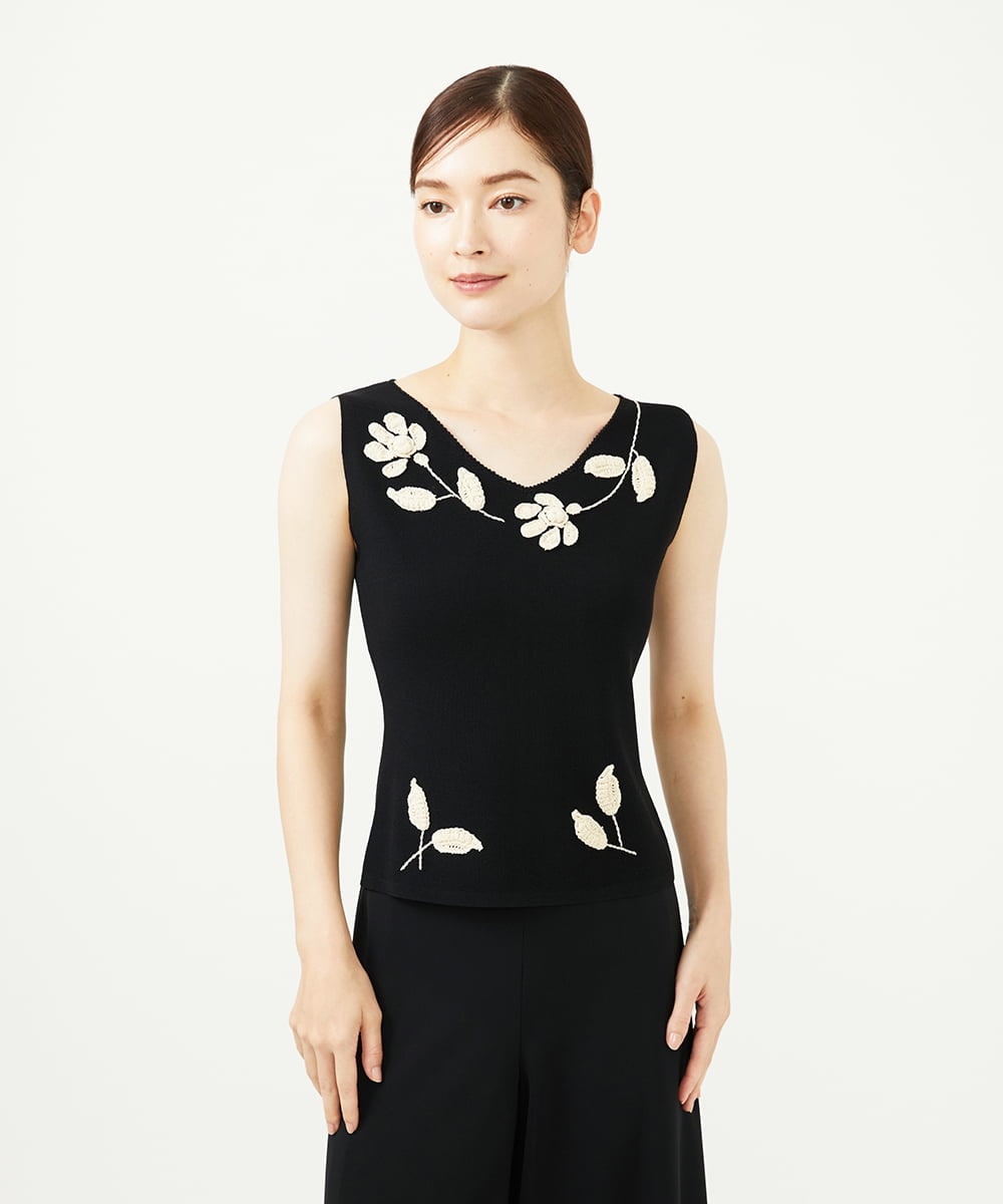 GYFGF01500 Sybilla(シビラ) ◆受注生産◆フラワークロッシェニット ブラック