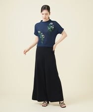 GYFGX01390 Sybilla(シビラ) ◆受注生産につき返品・交換・キャンセル不可◆ボタニカルガーデン刺繍メッシュ編みプルオーバー ネイビー