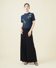 GYFGX01390 Sybilla(シビラ) ◆受注生産につき返品・交換・キャンセル不可◆ボタニカルガーデン刺繍メッシュ編みプルオーバー ネイビー