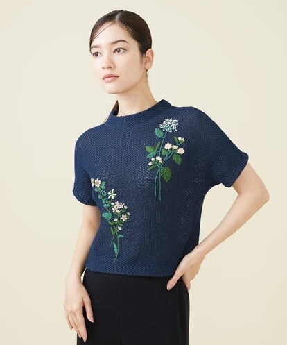 GYFGX01390  ◆受注生産につき返品・交換・キャンセル不可◆ボタニカルガーデン刺繍メッシュ編みプルオーバー