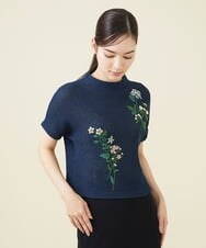 GYFGX01390 Sybilla(シビラ) ◆受注生産につき返品・交換・キャンセル不可◆ボタニカルガーデン刺繍メッシュ編みプルオーバー ネイビー
