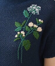 GYFGX01390 Sybilla(シビラ) ◆受注生産につき返品・交換・キャンセル不可◆ボタニカルガーデン刺繍メッシュ編みプルオーバー ネイビー