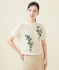 GYFGX01390 Sybilla(シビラ) ◆受注生産につき返品・交換・キャンセル不可◆ボタニカルガーデン刺繍メッシュ編みプルオーバー アイボリー