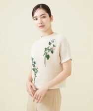 GYFGX01390 Sybilla(シビラ) ◆受注生産につき返品・交換・キャンセル不可◆ボタニカルガーデン刺繍メッシュ編みプルオーバー アイボリー