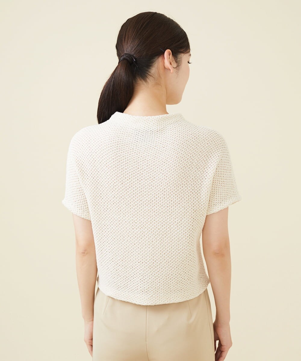 GYFGX01390 Sybilla(シビラ) ◆受注生産につき返品・交換・キャンセル不可◆ボタニカルガーデン刺繍メッシュ編みプルオーバー アイボリー