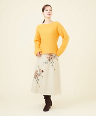 GYHAC01700 Sybilla(シビラ) ◆受注生産につき返品・交換・キャンセル不可◆ミックスツイードブーケ刺繍スカート ベージュ