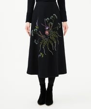 GYHAF03720 Sybilla(シビラ) ◆受注生産◆ブーケフラワー刺繍スカート ブラック