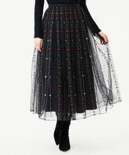 GYHAI04890 Sybilla(シビラ) ◆受注生産◆リーフ刺繍チュールスカート ブラック