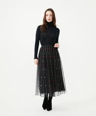 GYHAI04890 Sybilla(シビラ) ◆受注生産◆リーフ刺繍チュールスカート ブラック