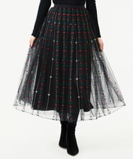 GYHAI04890 Sybilla(シビラ) ◆受注生産◆リーフ刺繍チュールスカート ブラック