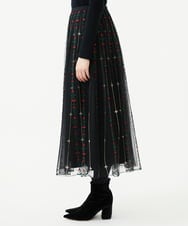GYHAI04890 Sybilla(シビラ) ◆受注生産◆リーフ刺繍チュールスカート ブラック