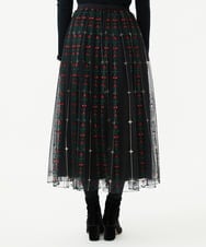 GYHAI04890 Sybilla(シビラ) ◆受注生産◆リーフ刺繍チュールスカート ブラック