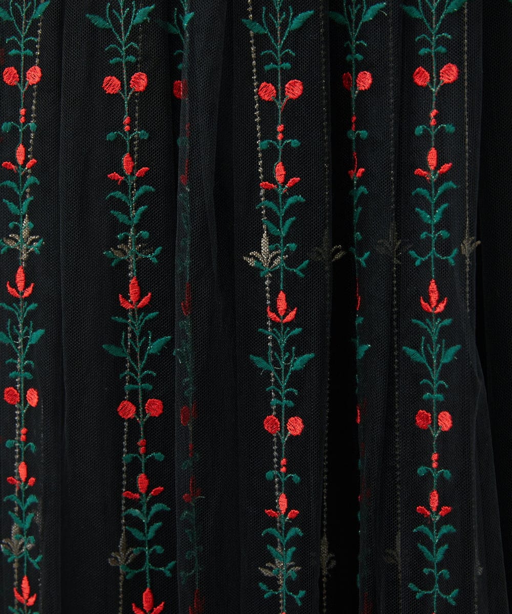 GYHAI04890 Sybilla(シビラ) ◆受注生産◆リーフ刺繍チュールスカート ブラック