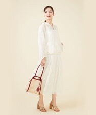 GYHGX01600 Sybilla(シビラ) ◆受注生産につき返品・交換・キャンセル不可◆ボタニカルガーデン刺繍シアースカート ホワイト