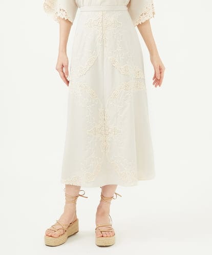 GYHYF32100  ◆受注生産◆フラワーレース刺繍スカート