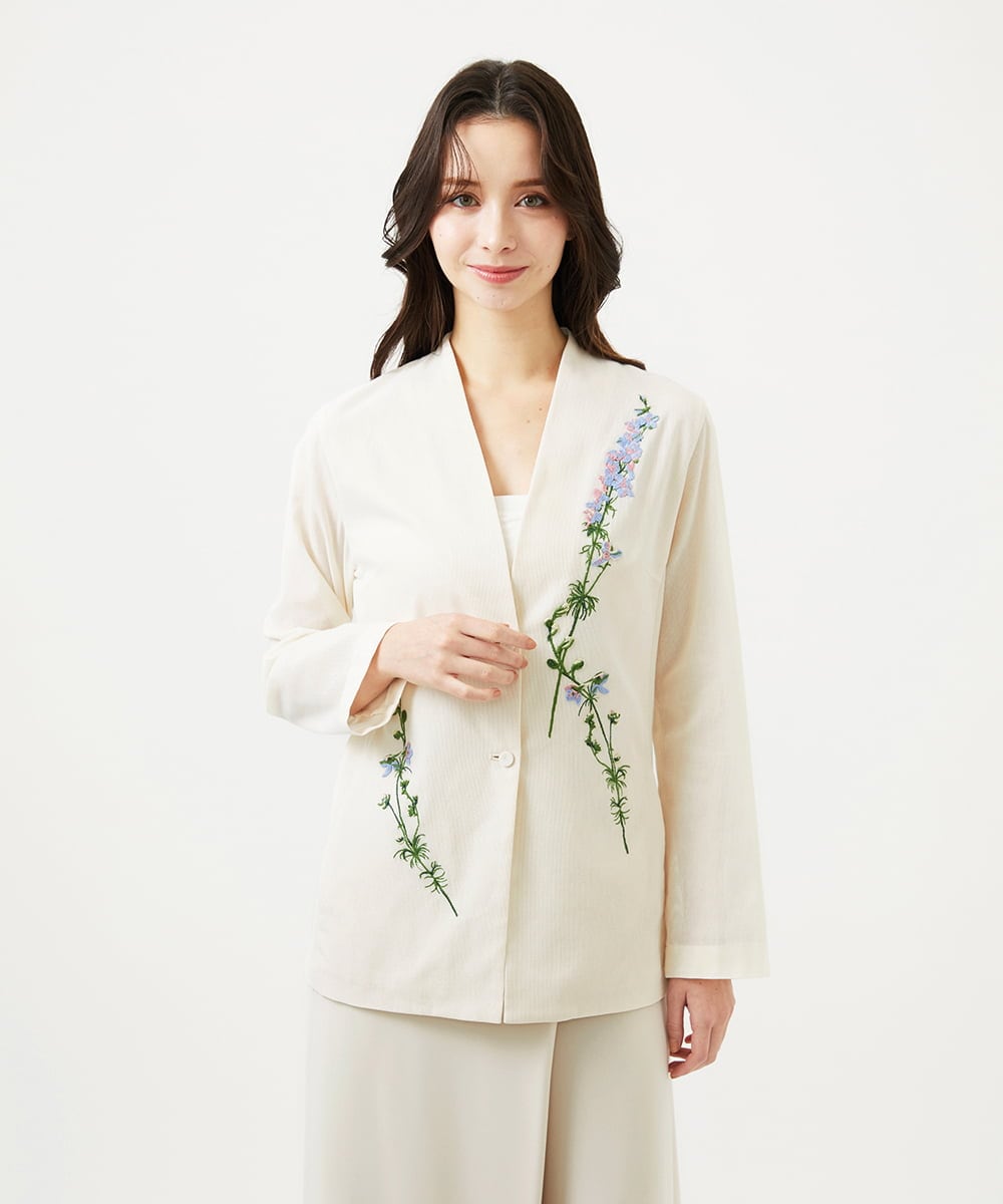 GYJGF35800 Sybilla(シビラ) ◆受注生産◆フラワー刺繍コットンメッシュジャケット アイボリー