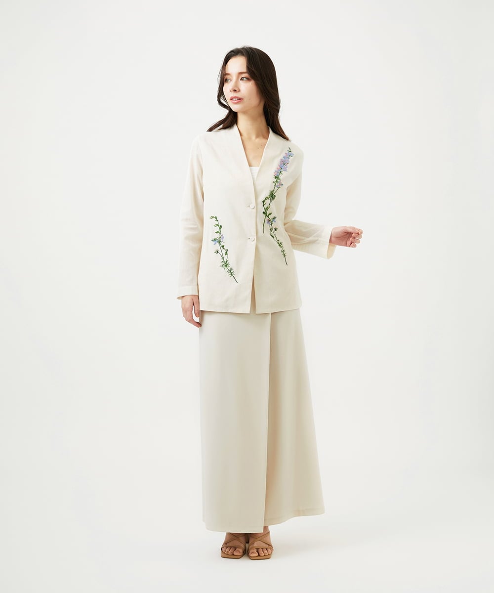 GYJGF35800 Sybilla(シビラ) ◆受注生産◆フラワー刺繍コットンメッシュジャケット アイボリー