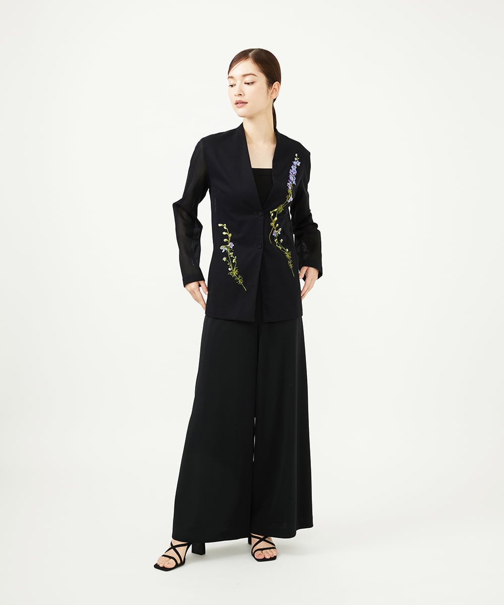 GYJGF35800 Sybilla(シビラ) ◆受注生産◆フラワー刺繍コットンメッシュジャケット ブラック