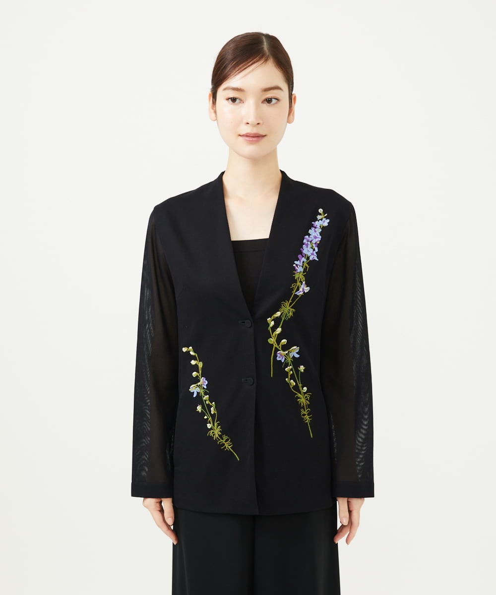 GYJGF35800 Sybilla(シビラ) ◆受注生産◆フラワー刺繍コットンメッシュジャケット ブラック