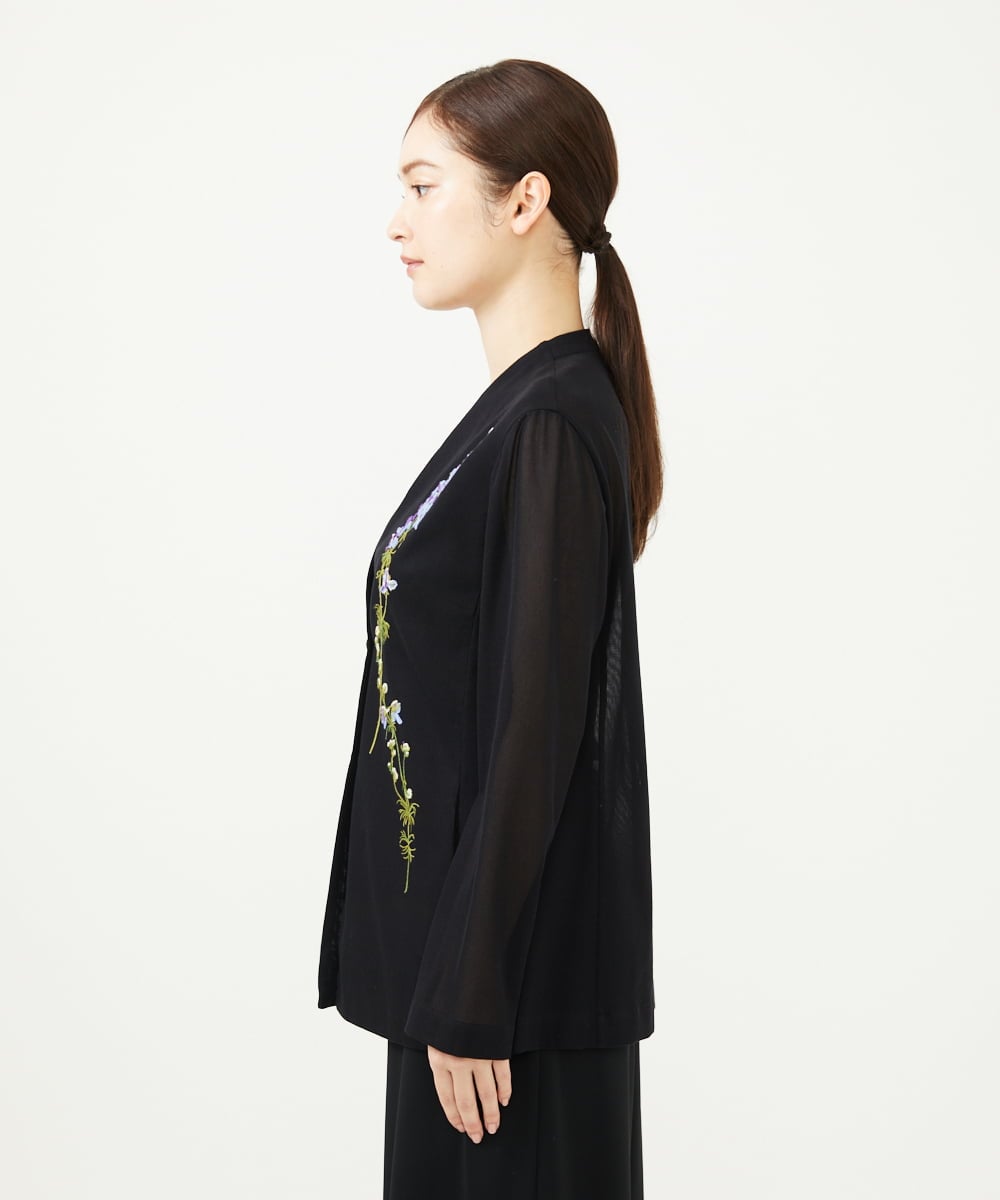 GYJGF35800 Sybilla(シビラ) ◆受注生産◆フラワー刺繍コットンメッシュジャケット ブラック