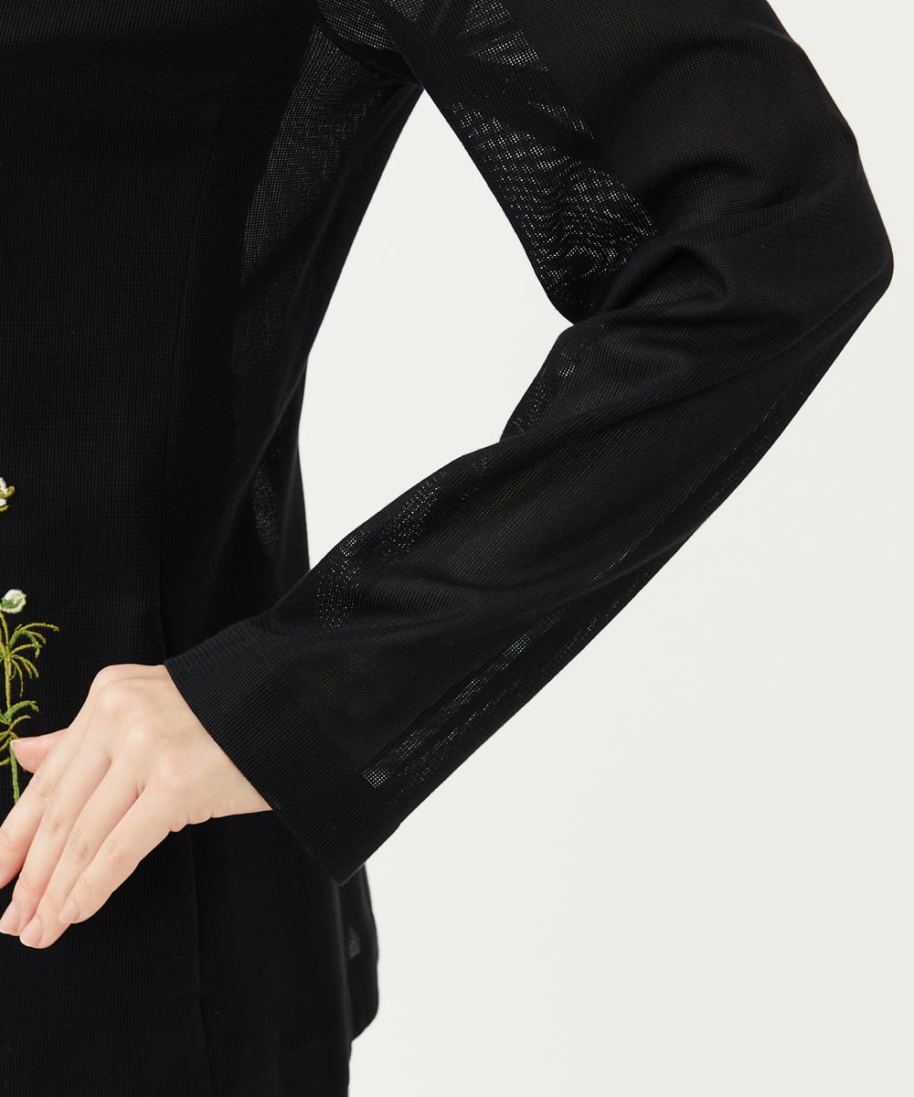 GYJGF35800 Sybilla(シビラ) ◆受注生産◆フラワー刺繍コットンメッシュジャケット ブラック