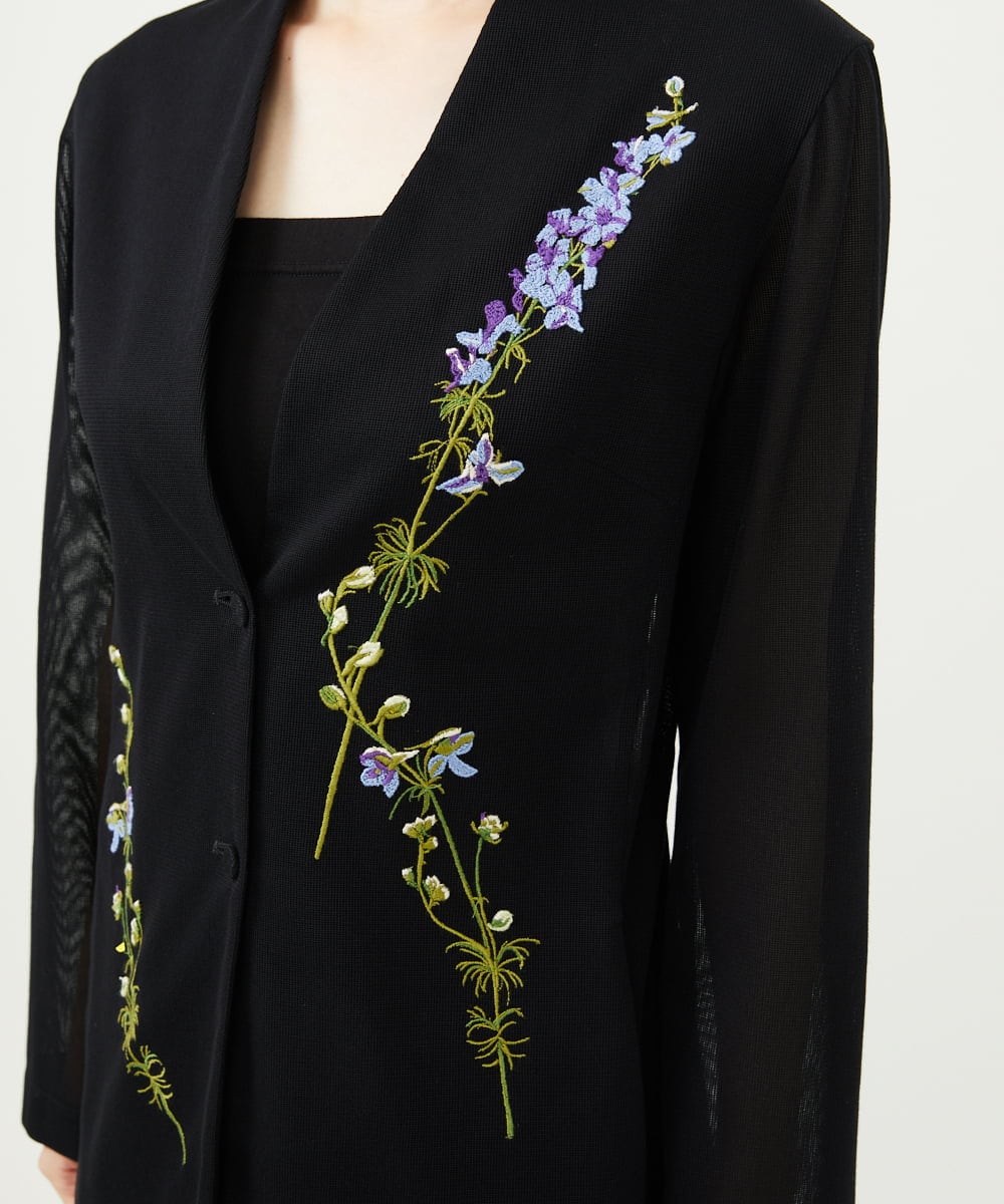 GYJGF35800 Sybilla(シビラ) ◆受注生産◆フラワー刺繍コットンメッシュジャケット ブラック