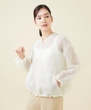 GYJGX01700 Sybilla(シビラ) ◆受注生産につき返品・交換・キャンセル不可◆ボタニカルガーデン刺繍シアーブルゾン ホワイト